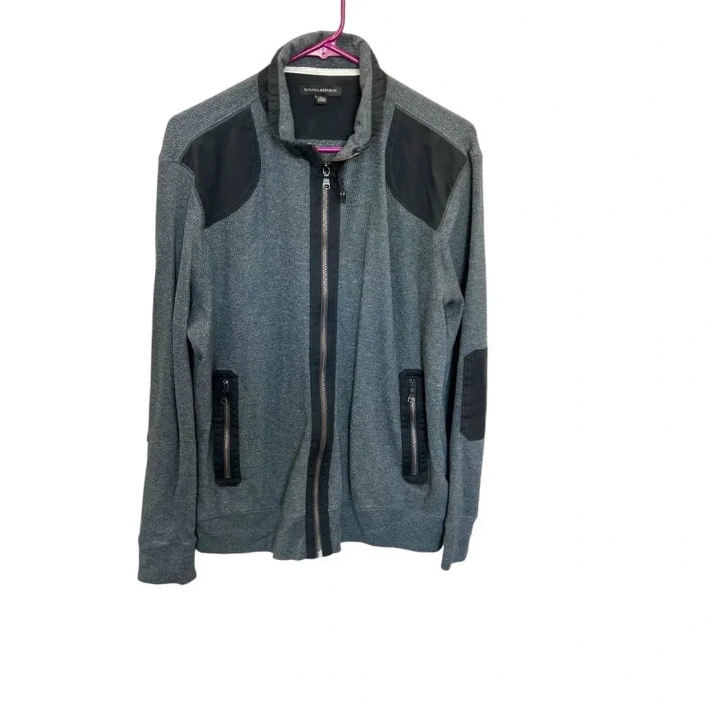 Banana Republic Men’s Full Zip Track Jacket in Grey/Black Size L